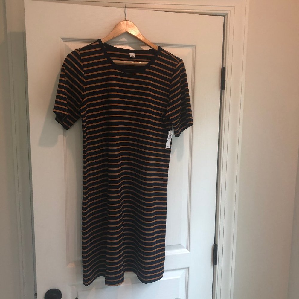 Striped Rib Knit Swing Dress